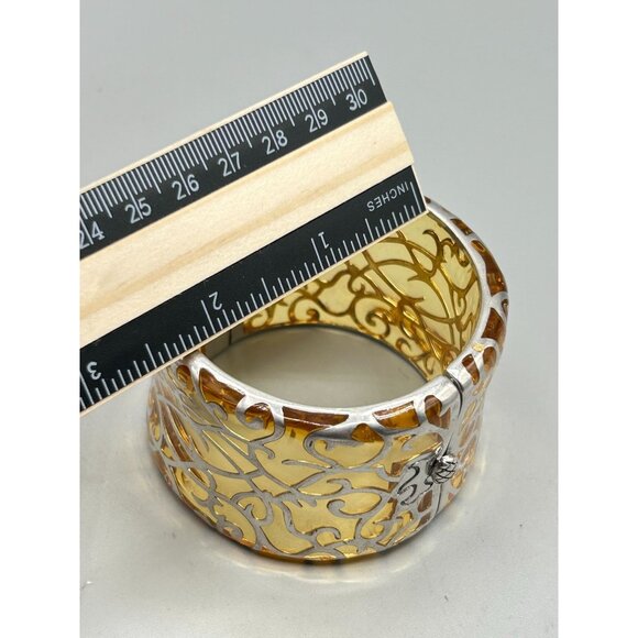 Angelique De Paris Designer Wide Bracelet Hinged Bangle Sterling Silver 925 - Picture 9 of 11